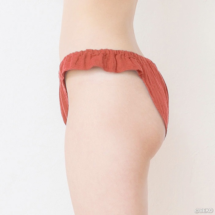 ATIRUNA アティルナ ふんどしショーツ 天然茜染め（メール便使用で送料無料！）AT210007-AKANE オーガニックコットン×リネン ダブルガーゼ