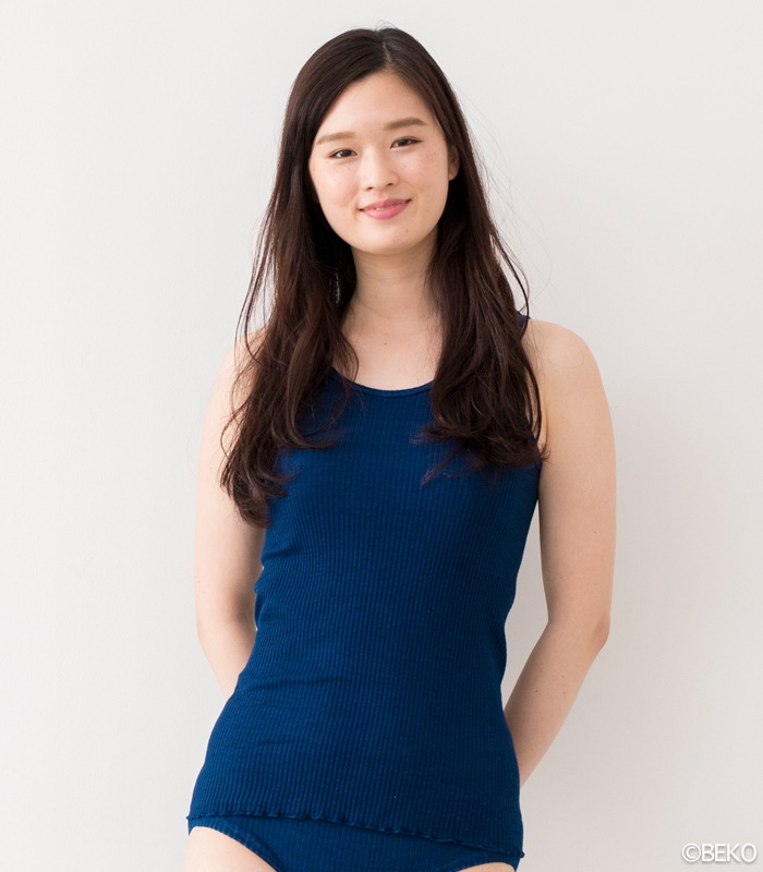 天衣無縫 藍染めby宝島染工(手染め)リブタンクトップ(メール便使用で送料無料!)ベコオリジナル