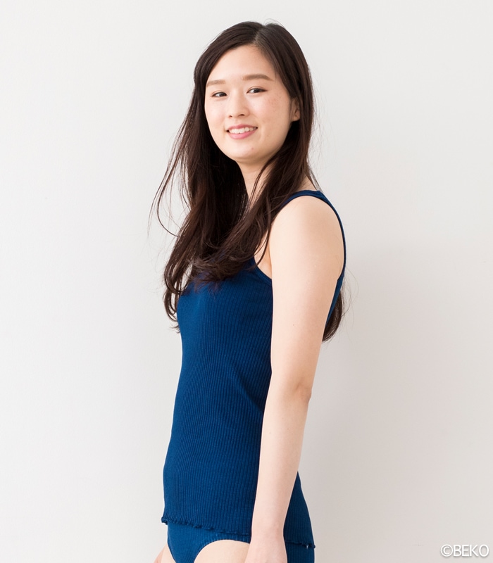 天衣無縫 藍染めby宝島染工(手染め)リブタンクトップ(メール便使用で送料無料!)ベコオリジナル