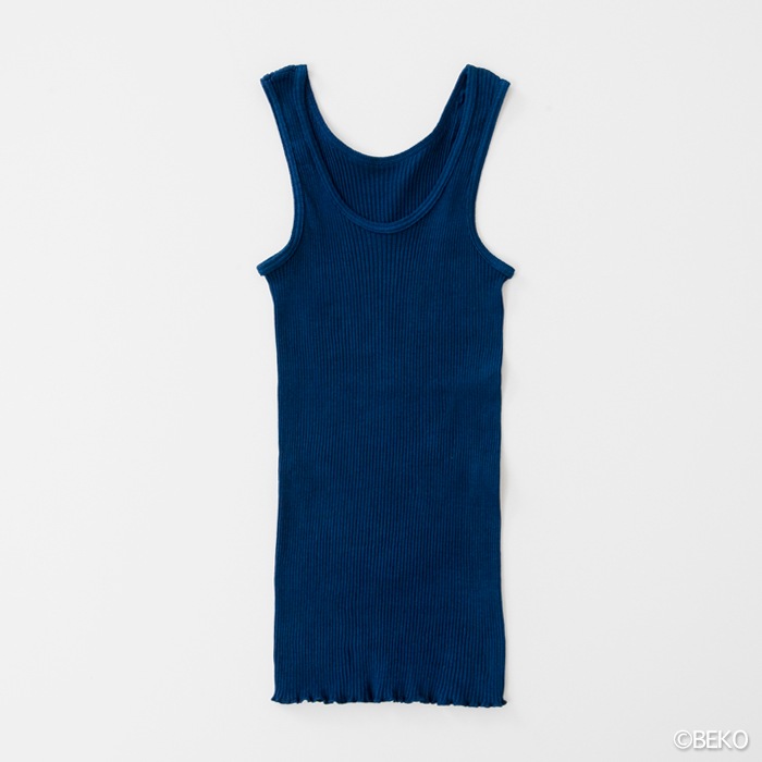 天衣無縫 藍染めby宝島染工(手染め)リブタンクトップ(メール便使用で送料無料!)ベコオリジナル