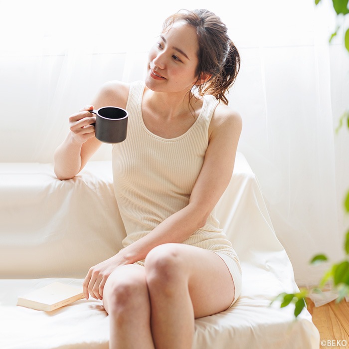 オーガニックコットン天衣無縫 リブ カップ付き タンクトップ（メール便使用で送料無料！）