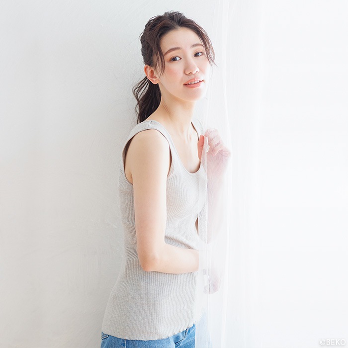 オーガニックコットン天衣無縫 リブ カップ付き タンクトップ（メール便使用で送料無料！）