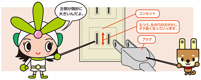 コンセントの穴の大きさは右と左で違います。（長い方にアースがついています）ポットのプラグもアース仕様のプラグとなっており左右で長さが違いますので、入らない場合は逆向きに試してみて下さい。