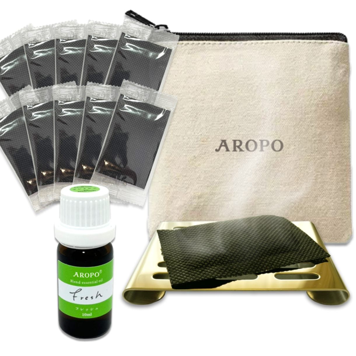 フレッシュ（AROPO トライアルセット） （【セット内容】エッセンシャルオイル フレッシュ10ml、ヒートシート 10枚、アロマディッシュ 1個、ポーチ 1個）