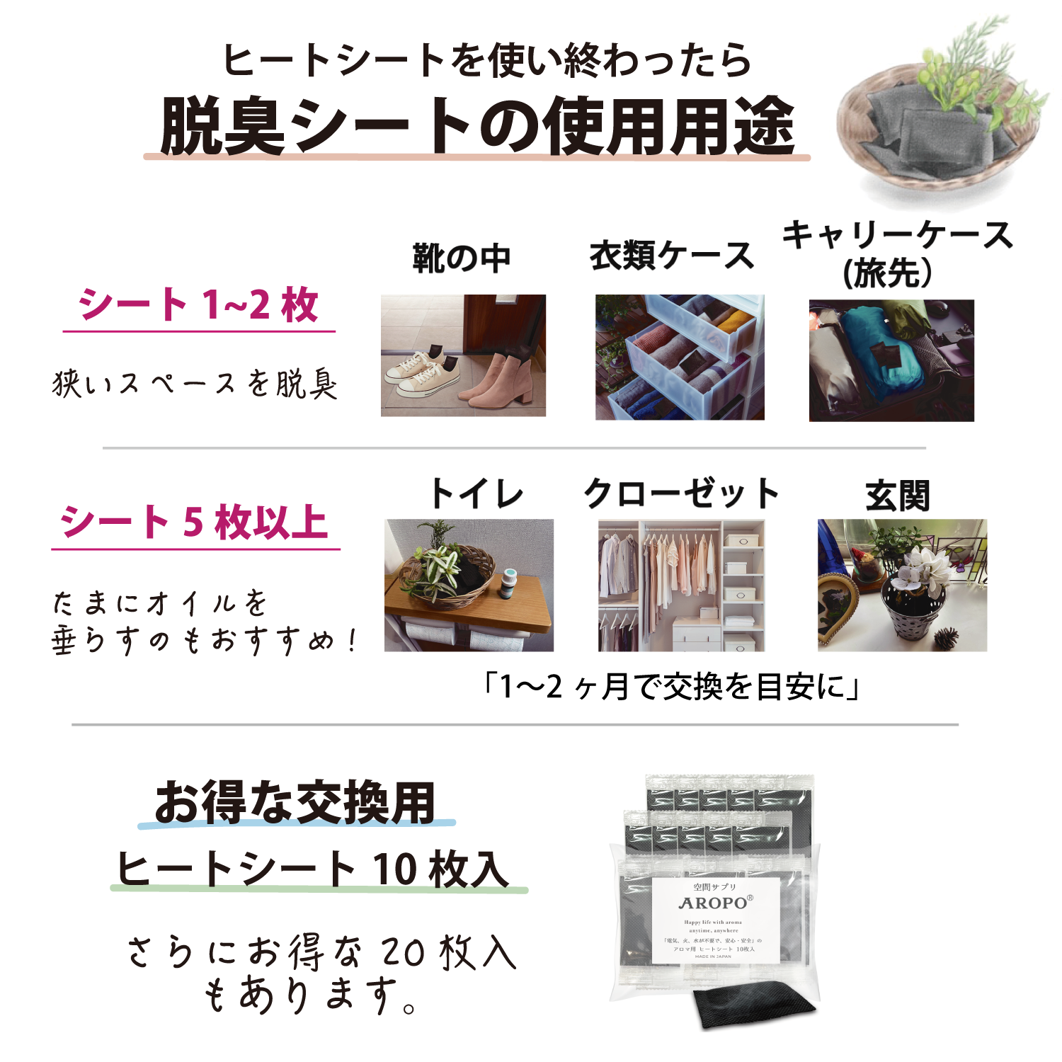 20枚入(AROPO ヒートシート ※お手持ちの精油でもご使用できます。)