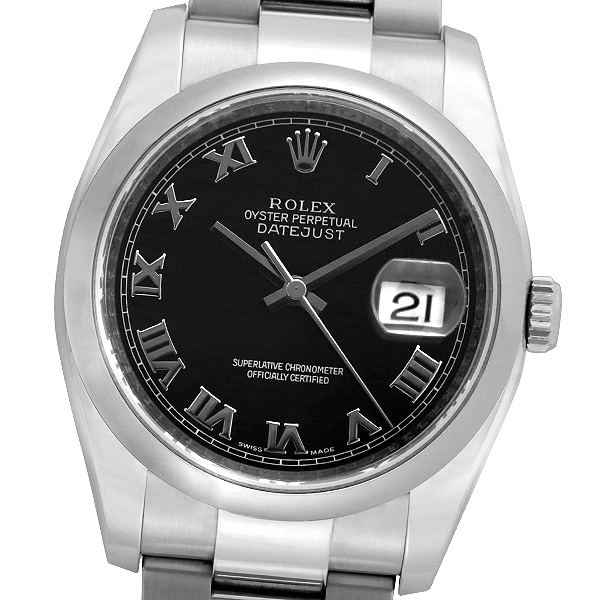 美品】【中古】ROLEX ロレックス デイトジャストブラックローマン