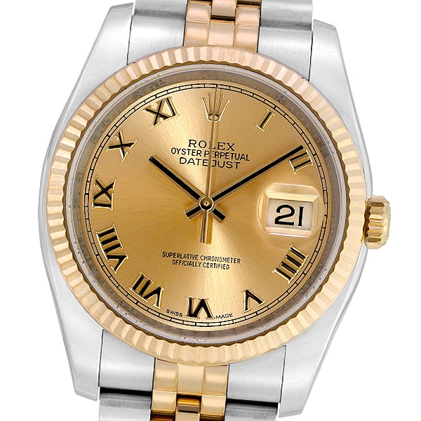 【美品】【中古】ROLEX ロレックス デイトジャスト 116233 ランダム品番 (シャンパン/ローマ)-腕時計専門店ベルモンド