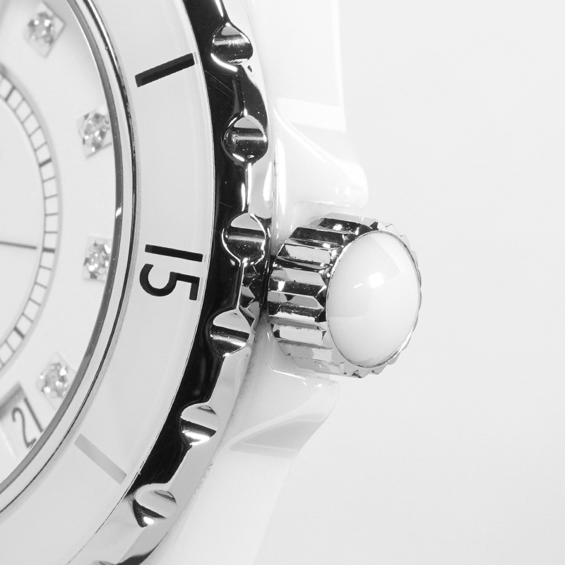 美品】【中古】CHANEL シャネル J12 ホワイトセラミック 12Pダイヤ