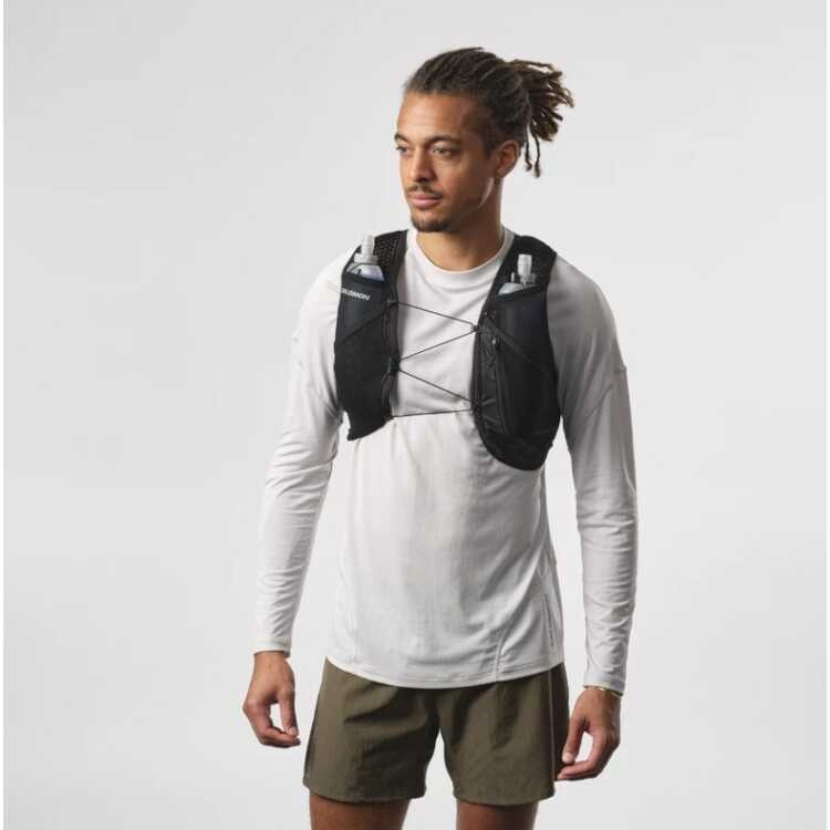 SALOMON アクティブ スキン 8 ブラック サイズxs SALOMON（サロモン） アクティブスキン8 SALOMON ACTIVE SKIN 8SET