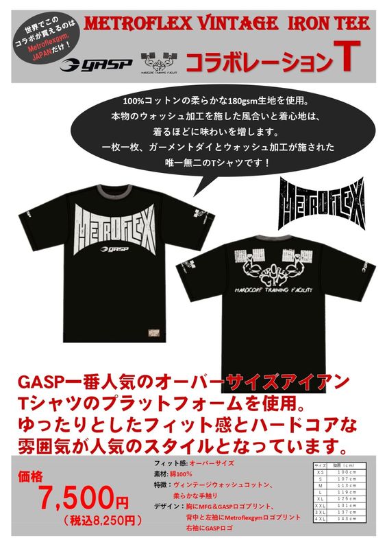 GASP��Metroflexgym ����ܥ졼�����ԥ������3�� MetroflexVintage Iron Tee