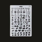 手芸時間 ステンシルシート アイコン13  数字 記号 まとめ買い 6パターン 26*17.5　テンプレート