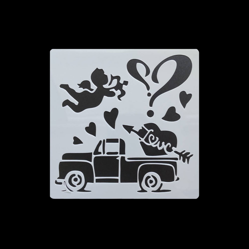 手芸時間 ステンシルシート LOVE L18 ハート ラブ メッセージ まとめ買い 28パターン 13*13　テンプレート