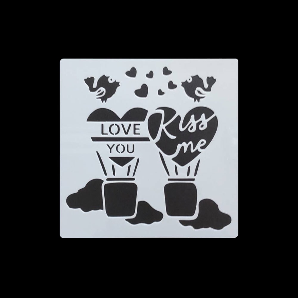 手芸時間 ステンシルシート LOVE L21 ハート ラブ メッセージ まとめ買い 28パターン 13*13　テンプレート