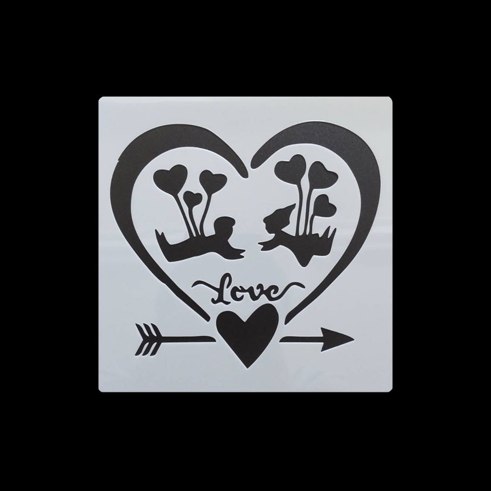 手芸時間 ステンシルシート LOVE L24 ハート ラブ メッセージ まとめ買い 28パターン 13*13　テンプレート