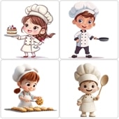 ダイヤモンドアート AHD コースター４枚セット　コックさん  10×10cm キラキラビーズ アクリル製