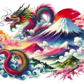 ダイヤモンドアート AHD デザインビーズ　龍と富士 25×25cm