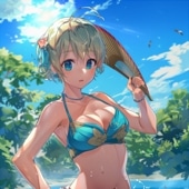 ダイヤモンドアート AHD デザインビーズ　ビーチガール２ 25×25cm