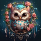 ダイヤモンドアート AHD デザインビーズ　ふくろう 25×25cm