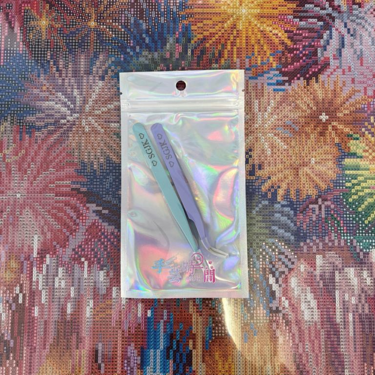 ピンセット2本組　ストレート 先曲がり 厚さ1.5ｍｍ