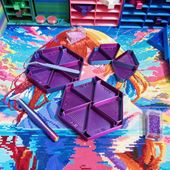 手芸時間オリジナル　六角ビーズトレーセット　パープルミックス