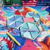 手芸時間オリジナル　六角ビーズトレーセット　ブルーレインボー　