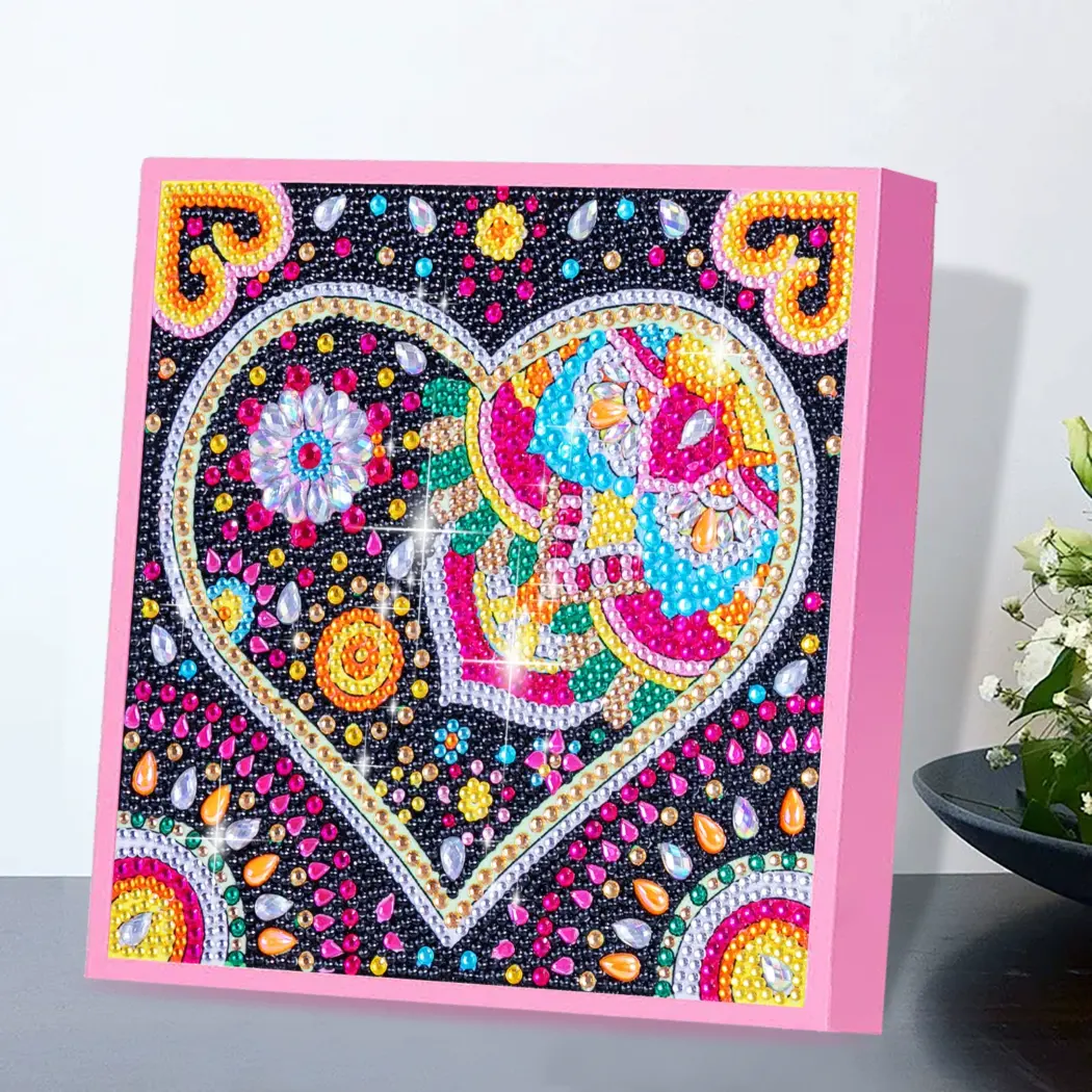 ダイヤモンドアート AHD フレーム付き デザインビーズ ハートデザイン