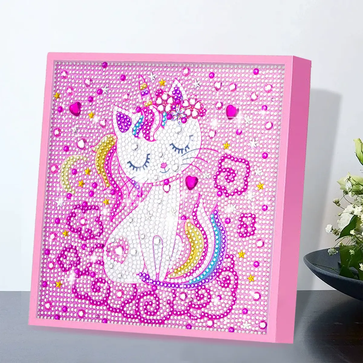 ダイヤモンドアート AHD フレーム付き デザインビーズ ねこデザイン