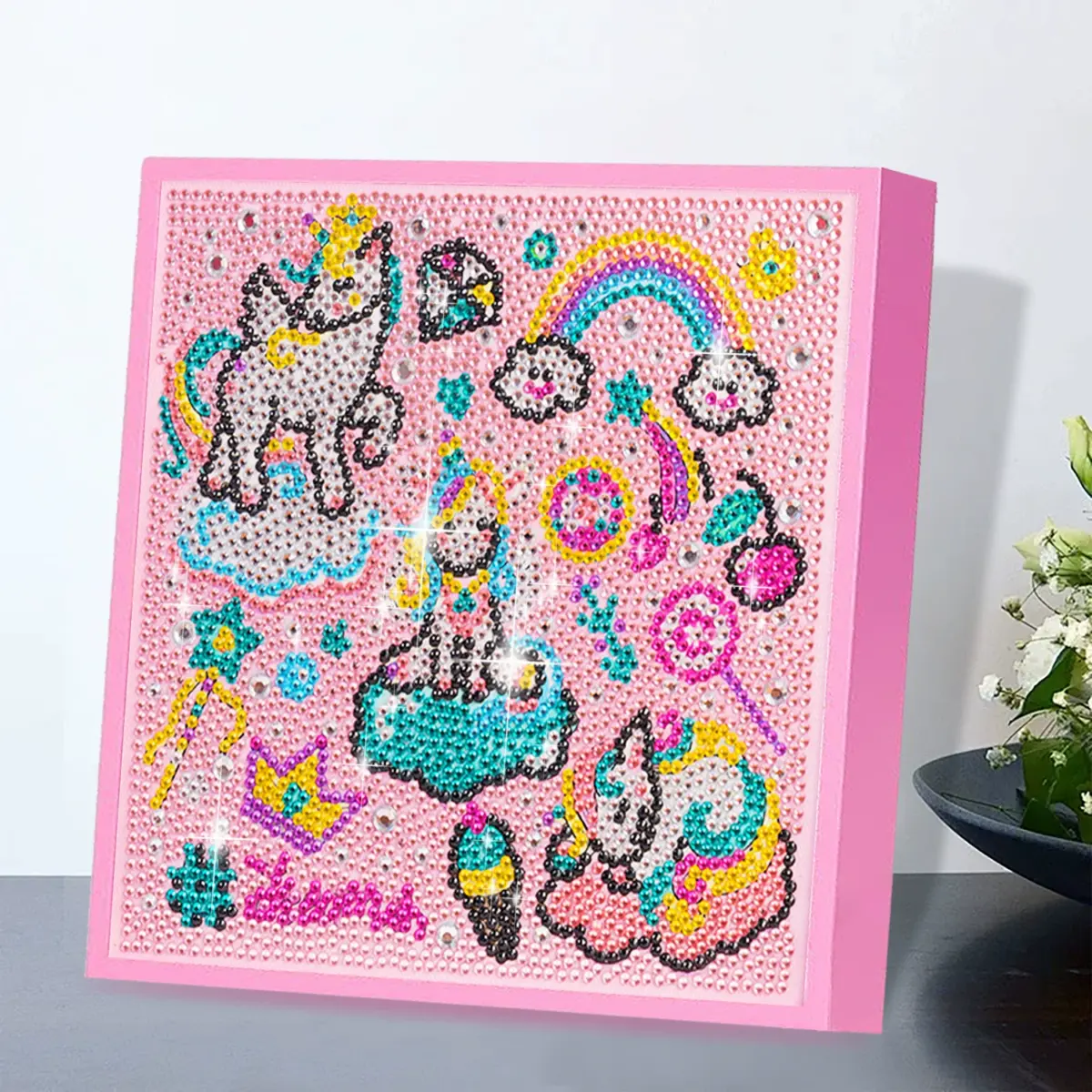 ダイヤモンドアート AHD フレーム付き デザインビーズ ユニコーンデザイン