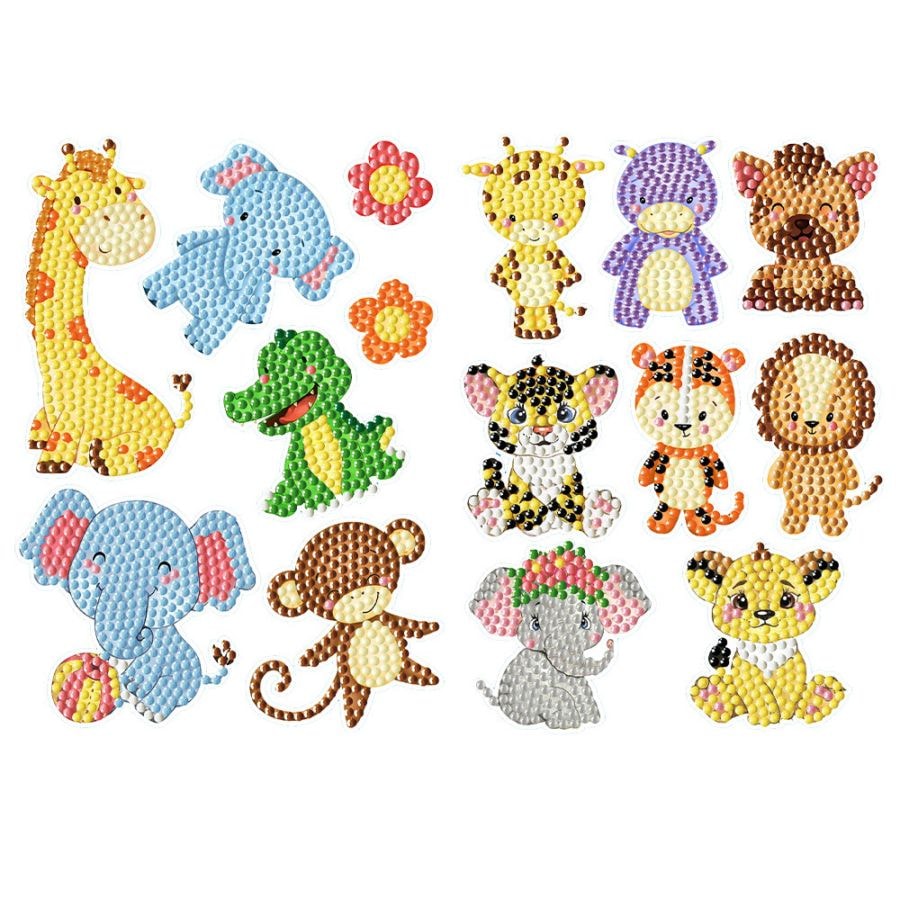 ダイヤモンドアート AHD キラキラアニマルシールセット　どうぶつえん 2枚入り　13x18cm