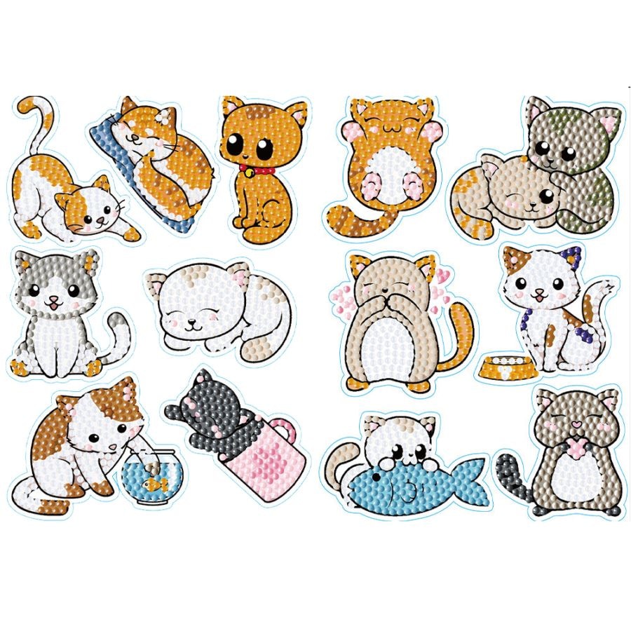 ダイヤモンドアート AHD キラキラアニマルシールセット　ねこさん 2枚入り 　13x18cm