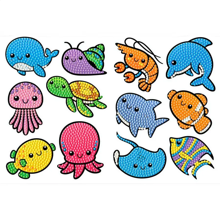 ダイヤモンドアート AHD キラキラアニマルシールセット　海のなかまたち2 2枚入り 　13x18cm