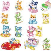 ダイヤモンドアート AHD キラキラアニマルシールセット　わんちゃんパレード 2枚入り 　13x18cm