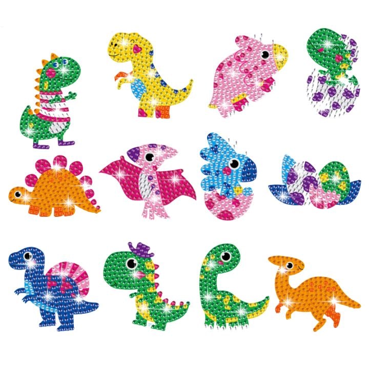 ダイヤモンドアート AHD キラキラアニマルシールセット　きょうりゅうワールド 2枚入り 　13x18cm