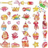 ダイヤモンドアート AHD キラキラアニマルシールセット　スイーツ＆マジック 2枚入り 　13x18cm