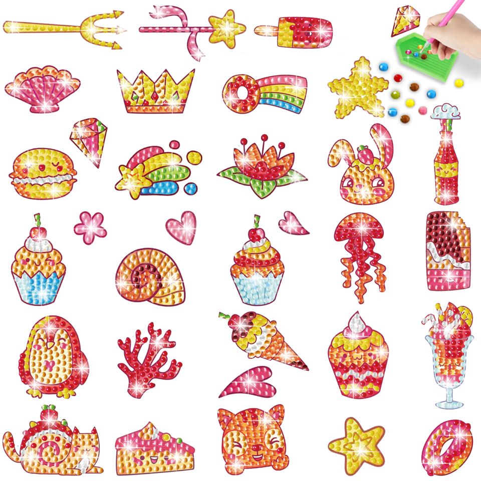 ダイヤモンドアート AHD キラキラアニマルシールセット　スイーツ＆マジック 2枚入り 　13x18cm