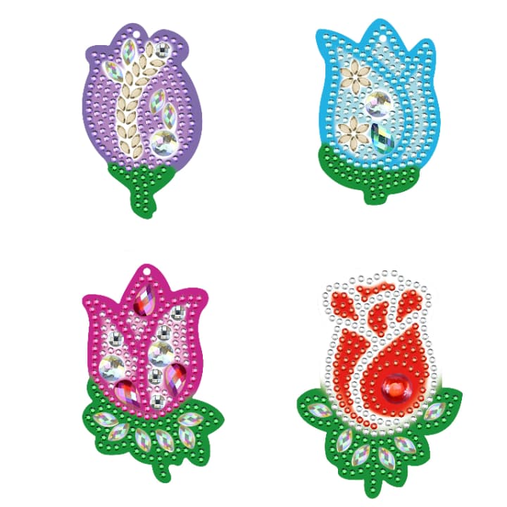 ダイヤモンドアート AHD キーホルダー ４個セット チューリップ