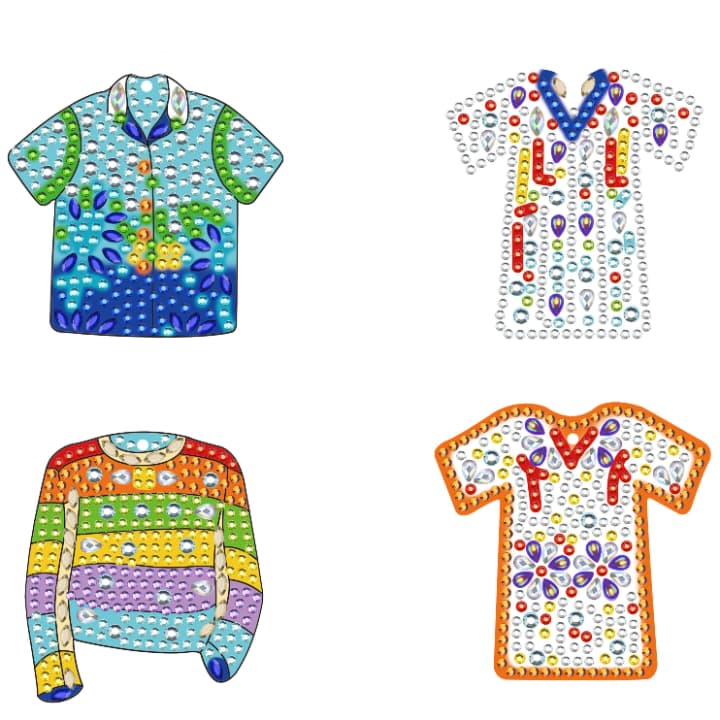 ダイヤモンドアート AHD キーホルダー ４個セット ようふく キラキラビーズ デザインビーズ