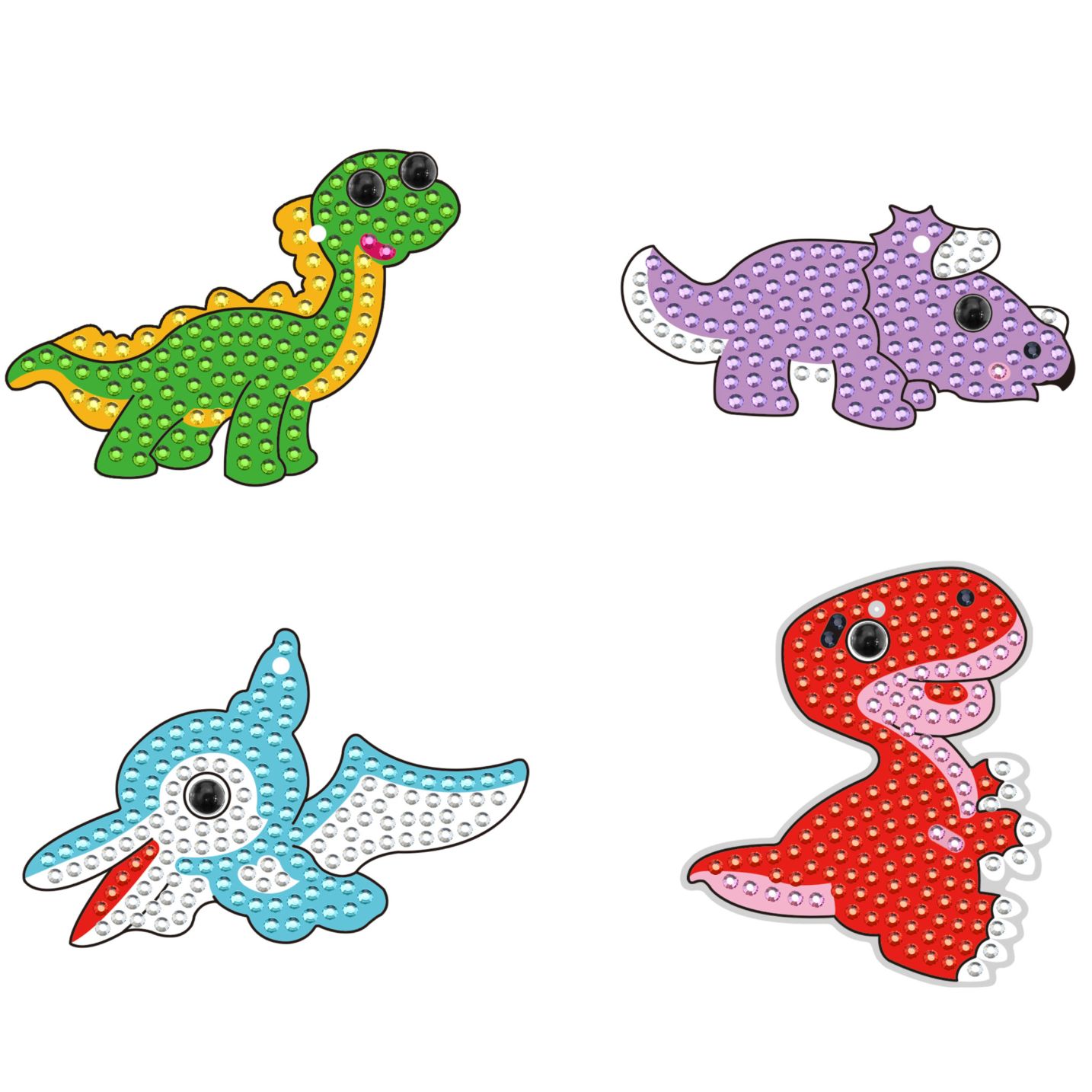 ダイヤモンドアート AHD キーホルダー ４個セット 恐竜 キラキラビーズ デザインビーズ