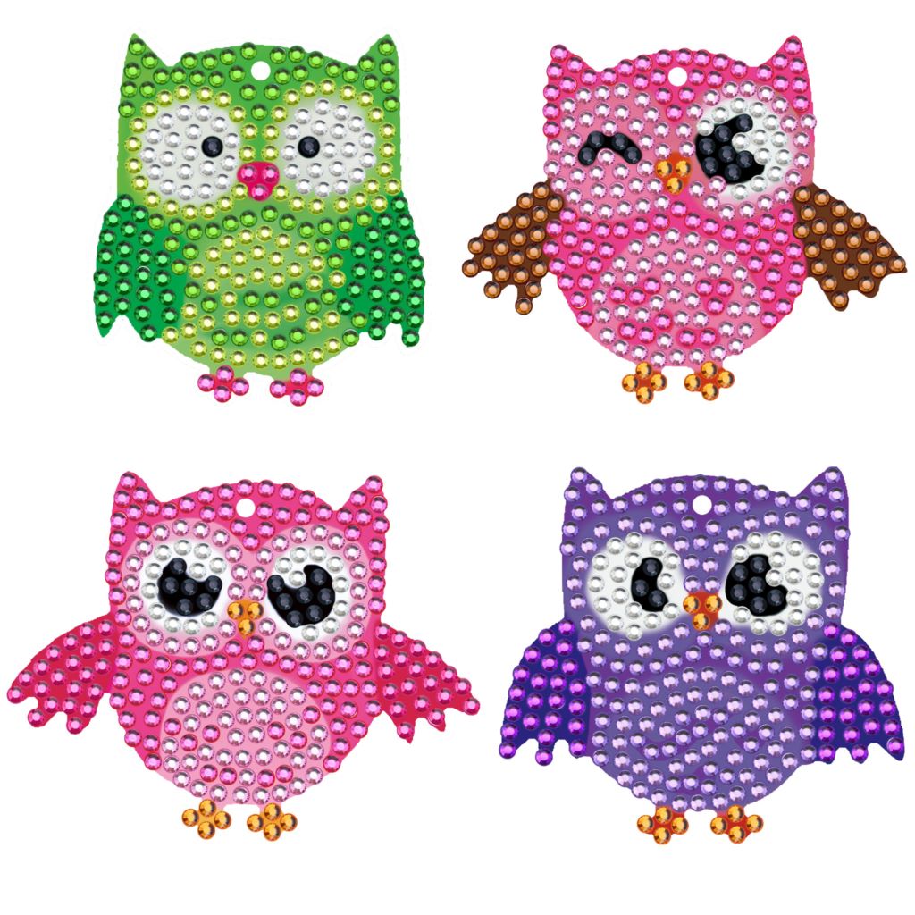 ダイヤモンドアート AHD キーホルダー ４個セット バード キラキラビーズ デザインビーズ