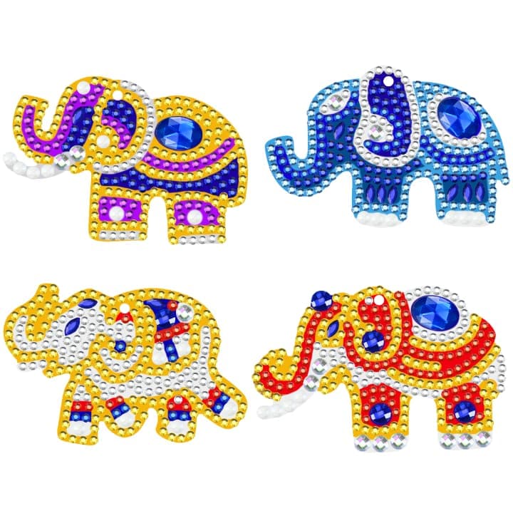 ダイヤモンドアート AHD キーホルダー ４個セット ぞうさん キラキラビーズ デザインビーズ