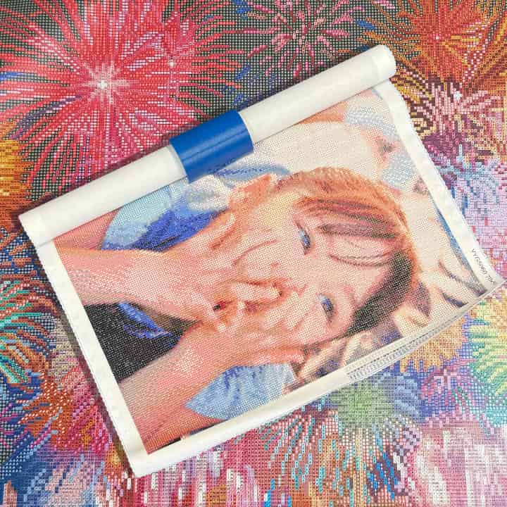 手芸時間オリジナル　ダイヤモンドアートホルダー　ラメ青　保存　ストッパー　留め具