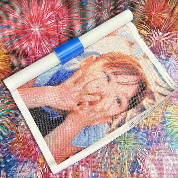 手芸時間オリジナル　ダイヤモンドアートホルダー　青　保存　ストッパー　留め具