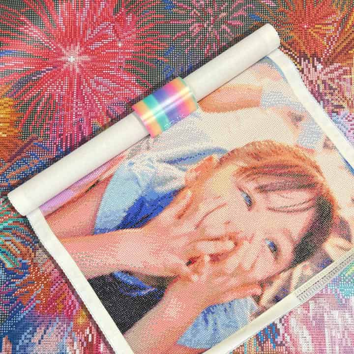 手芸時間オリジナル　ダイヤモンドアートホルダー　レインボーパステル　保存　ストッパー　留め具