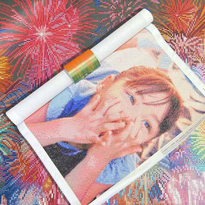 手芸時間オリジナル　ダイヤモンドアートホルダー　グラデーション緑　保存　ストッパー　留め具