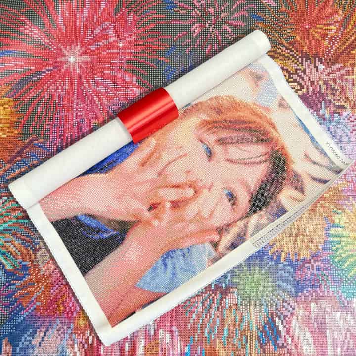 手芸時間オリジナル　ダイヤモンドアートホルダー　赤　保存　ストッパー　留め具