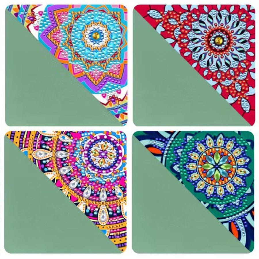 ダイヤモンドアート AHD 三角しおり４枚セット マンダラ ブックマーク キラキラビーズ