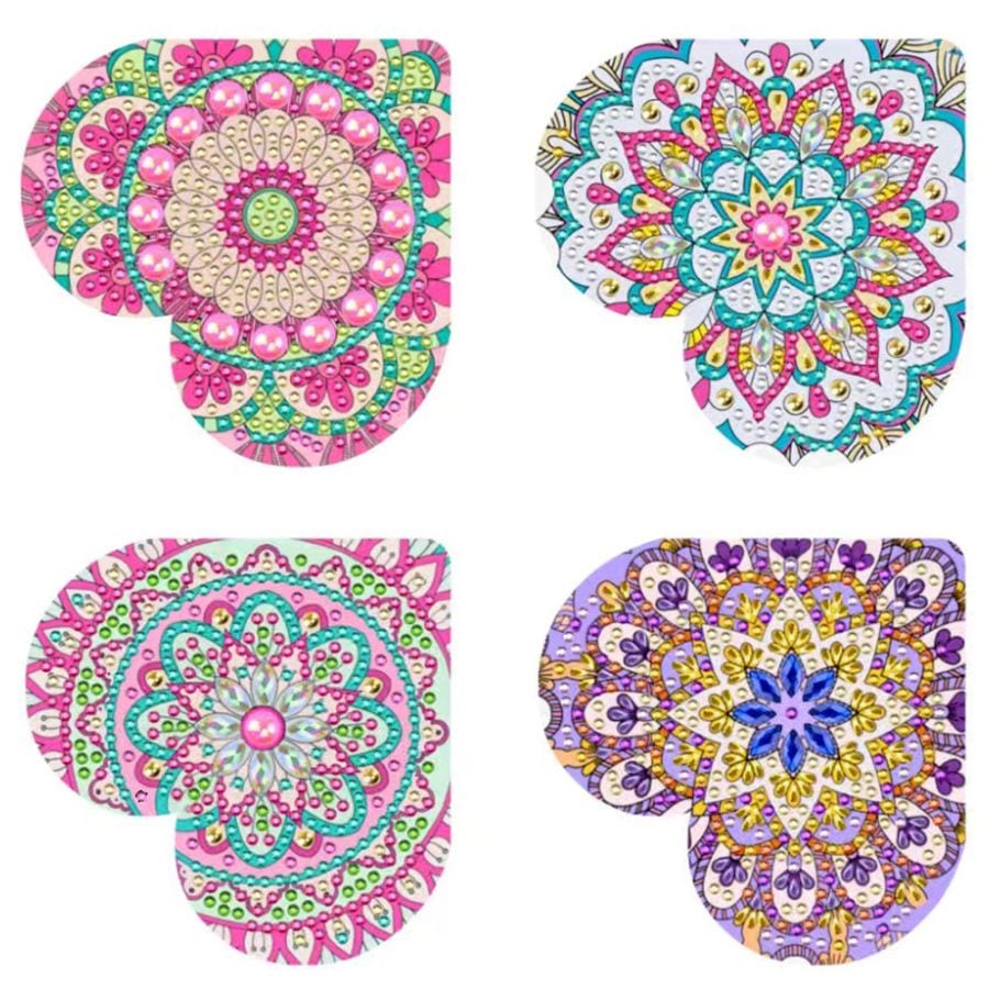 ダイヤモンドアート AHD 三角しおり４枚セット ハート２ ブックマーク キラキラビーズ