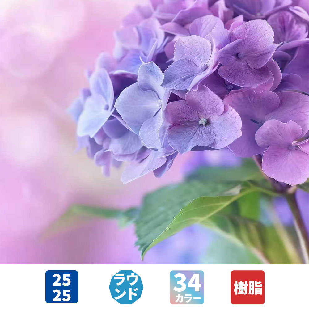 【手芸時間】ダイヤモンドアート キット【日本製下絵】【粘着成分国内試験済み】AHD036 絵画 四季（夏） 25×25cm ラウンド 樹脂ビーズ