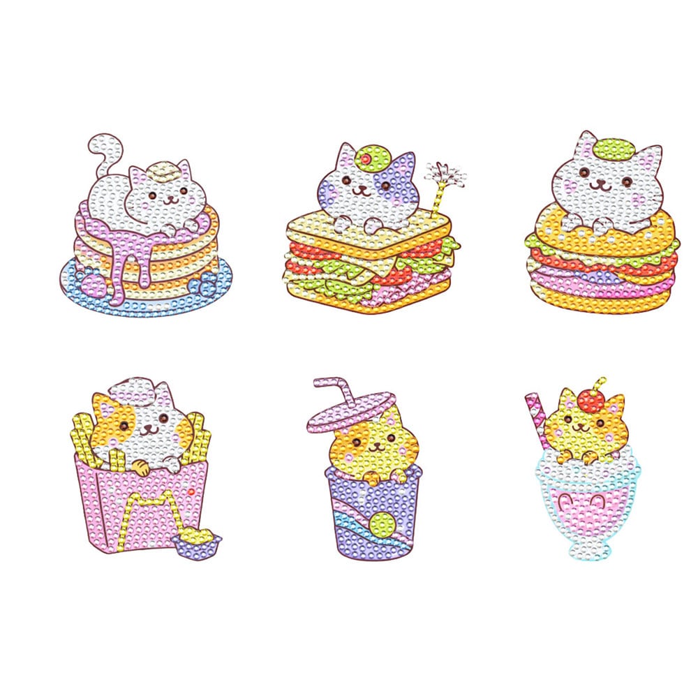 ダイヤモンドアート AHD マグネットセット（6個入り）ネコちゃん ラウンドビーズ キラキラビーズ