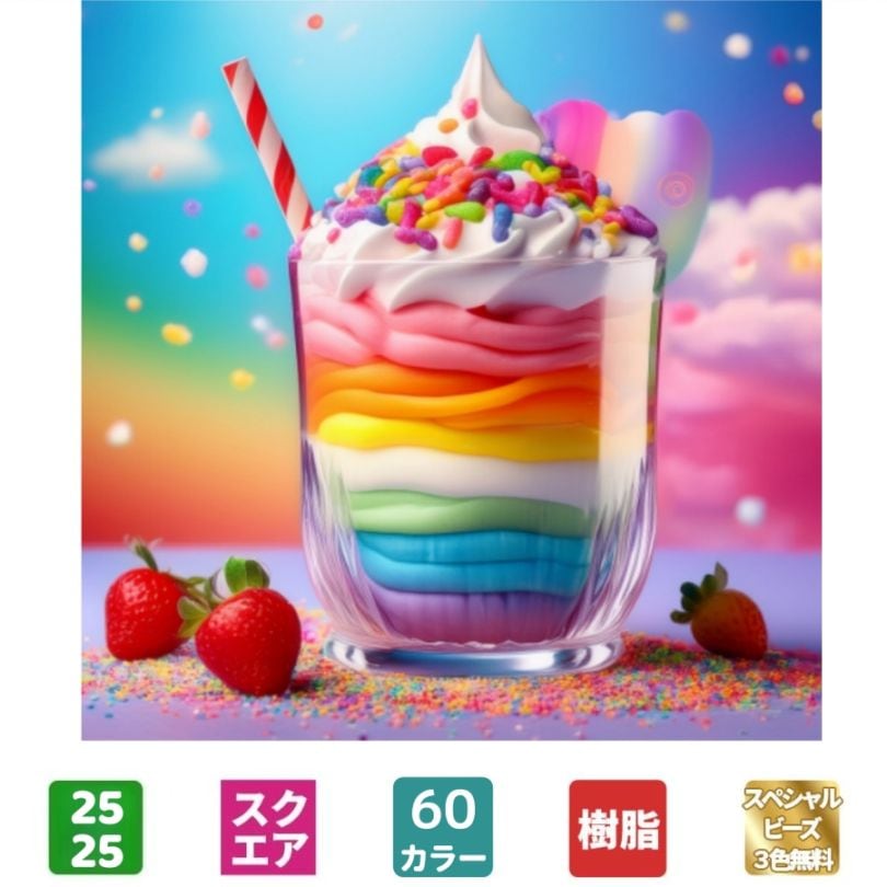 【手芸時間】ダイヤモンドアート キット【日本製下絵】【粘着成分国内試験済み】AHD045 レインボーアイス 絵画 25*25cm 樹脂ビーズ スクエアビーズ スペシャルビーズ付 仕上げ剤付 約10201粒